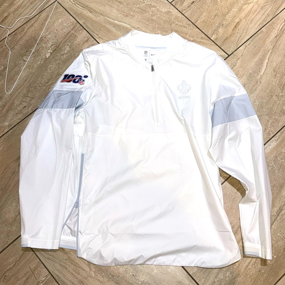 New Orleans Saints Nike White 2019 Sideline Platinum Coaches Half-Zip